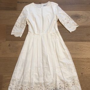 White cotton cut work lace dress